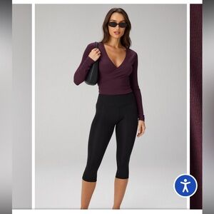 Fabletics Modal Rib V-Neck Crop Long Sleeve Top